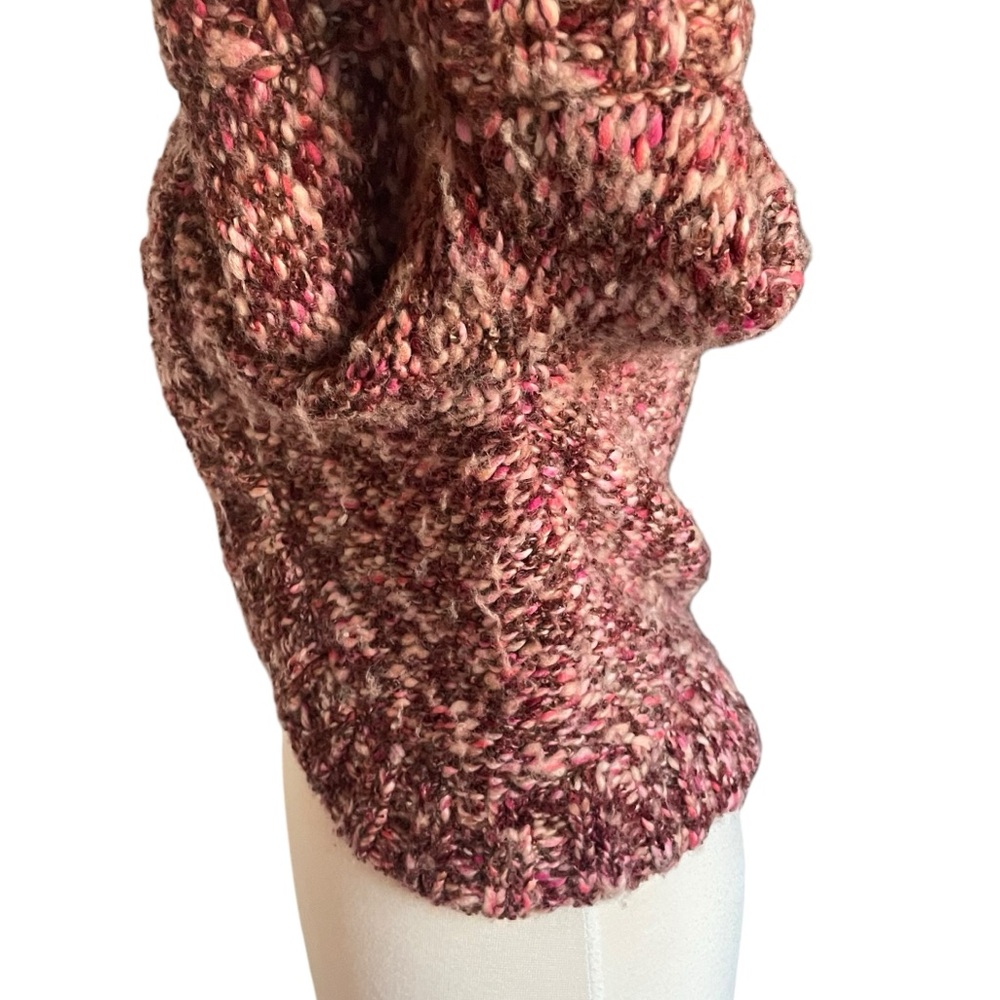 Tabitha Anthropologie Marled Wool Pink Chunky Knit Sweater Shrug Sz S - Picture 3 of 12